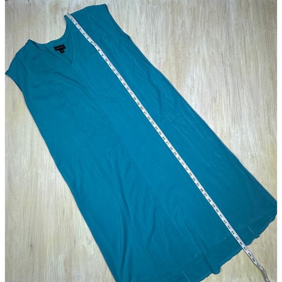 J Jill Wearever Collection Blue Turquoise Sleeveless V-Neck Midi Dress Large - Picture 9 of 12